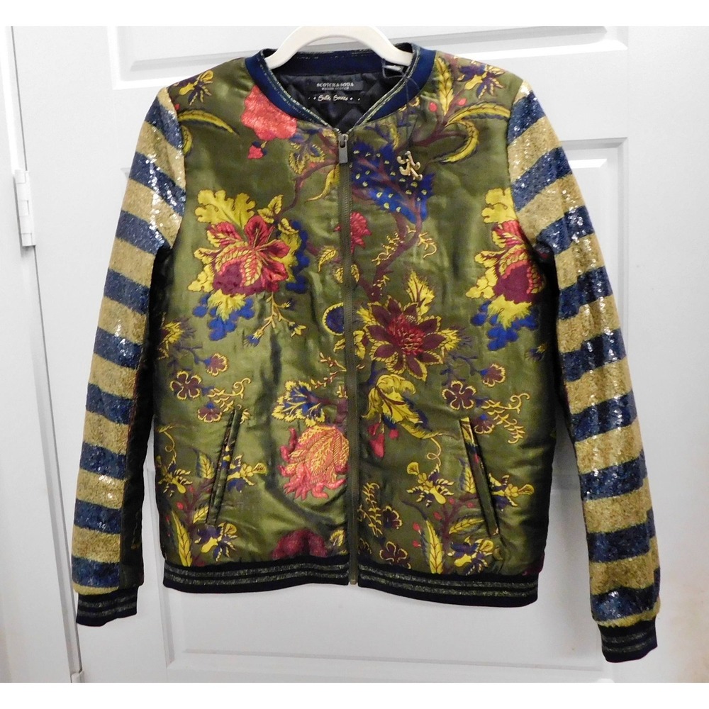 Scotch & Soda Silk Soiree Women's Floral Tapestry Bomber Jacket Size P